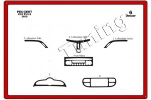 Peugeot 206 PLUS  Dash Trim Kit 3M 3D 10-Parts